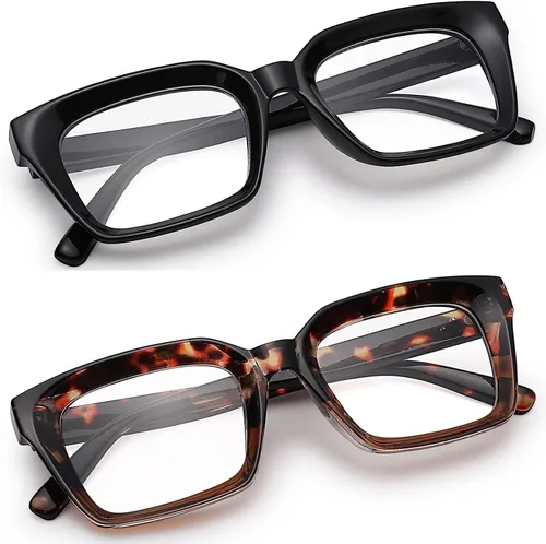 Miniatura 3 de COASION Lentes de bloqueo de luz azul, lentes clásicos gruesos con montura cuadrada para mujeres y hombres