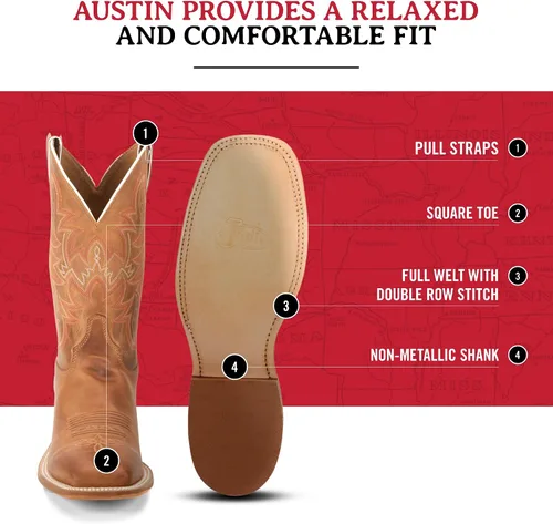 Miniatura 5 de Justin Botas para hombre Bent Rail de 11 pulgadas con punta cuadrada