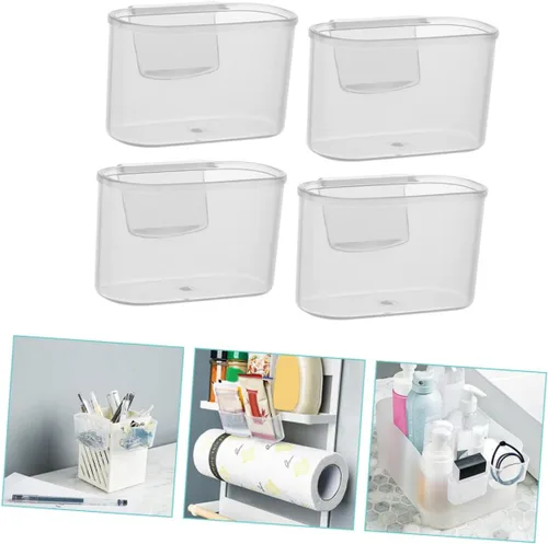Miniatura 6 de BESTonZON Caja de 4 piezas para refrigerador de puerta lateral, caja de almacenamiento de escritorio, organizador de congelador, mini contenedores