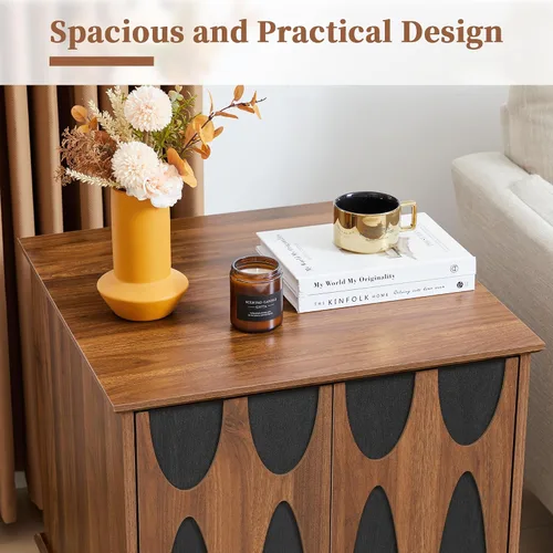 Miniatura 4 de Bifins - Mesa auxiliar grande de 24 pulgadas cuadrada con almacenamiento, mesa lateral de sofá de mediados de siglo moderno con 2 puertas y estante