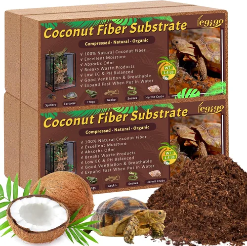 Miniatura 9 de Legigo 2 Pack Sustrato de fibra de coco comprimida - 100% fibra de coco orgánica en bloque para cama de reptiles, sustrato natural de cáscara