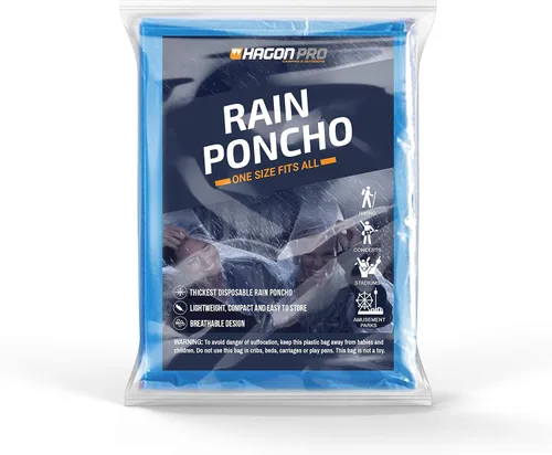 Miniatura 3 de Hagon PRO Disposable Rain Ponchos for Adults (5 Pack)