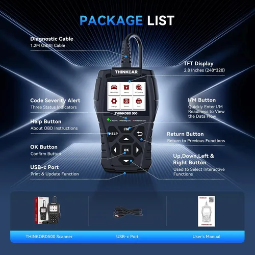 Miniatura 7 de THINKCAR Thinkobd 500 OBD2 Scanner Check Engine Car Code Reader, Full OBD II CAN Diagnostic Scan Tool, Read and Clear Error Codes, Live Data