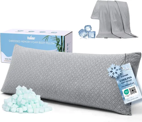 Rainmr Almohada de Espuma Viscoelástica Gruesa para el Cuerpo - Almohada Completa para Dormir de Lado - con Funda de Almohada de Enfriamiento Gris