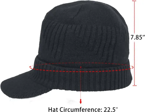 Miniatura 25 de Dahlia Gorro para hombre con visera - lana, sombrero de invierno con borde, forro polar