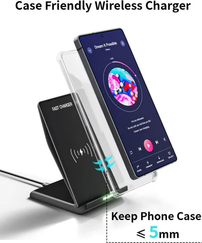 Miniatura 5 de Soporte de Carga Inalámbrica, Estación de Carga Rápida de Teléfono Inalámbrico de 15 W con Bloque USB C de 20 W para Samsung W26/S25 blanco