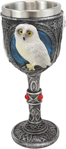 Miniatura 3 de Ebros Aturdido Búho Blanco Nieve Beverage Vajilla Adorable Arctic Tundra Búhos con tatuaje tribal celta nudos y piedras preciosas rojas