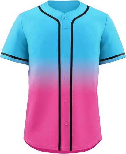 Miniatura 29 de KXK Camiseta de béisbol en blanco para hombre, camisas casuales con botones, manga corta, uniforme deportivo de equipo activo