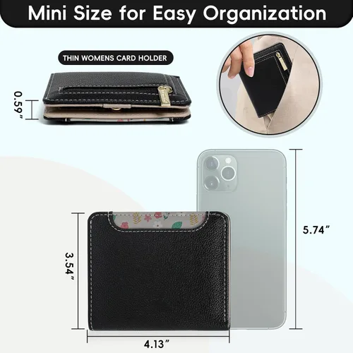 Miniatura 2 de Billetera pequeña para mujer, con bloqueo RFID, de piel, plegable, para tarjetas de crédito, con ventana de identificación, con cremallera, bolsillo