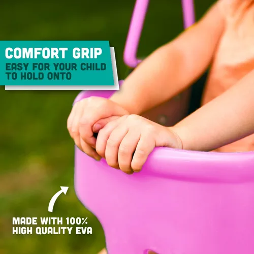 Miniatura 3 de Asiento de Columpio Premium de Respaldo Alto Tipo Cubeta Completa para Niños Pequeños con Agarre para los Dedos, Cadenas Recubiertas de Plástico