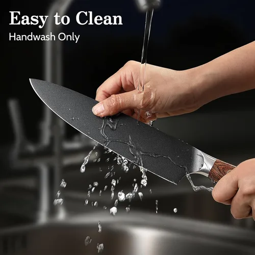 Miniatura 6 de Juego de cuchillos de cocina, 3 piezas japoneses de acero inoxidable de alto carbono, cuchillos de cocina de chef profesional ultra afilados Santoku