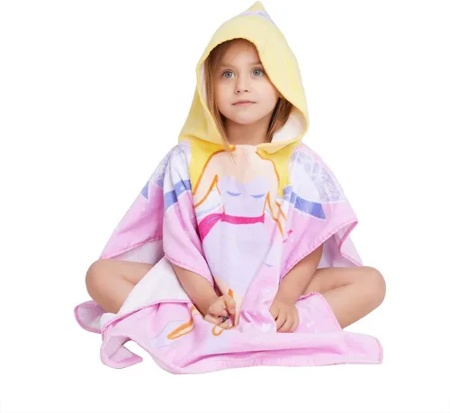 Miniatura 4 de Gealaek - Toalla con capucha 100% algodón para niños de 2 a 6 años, toalla suave y absorbente para baño, piscina, playa, unisex, diseño de hada Hada
