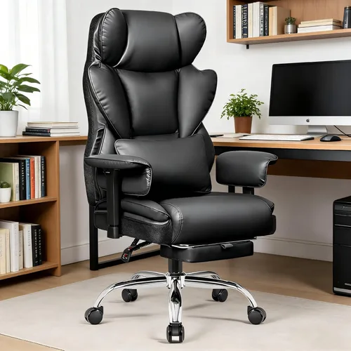 ALLGOD Silla de oficina grande y alta resistente, 500 libras, silla de escritorio ejecutiva ergonómica con respaldo alto con reposapiés, asiento
