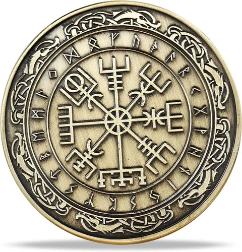 Miniatura 8 de Moneda Vikingo nórdico Mjolnir Moneda Martillo de Thor Mitología nórdica Talismán