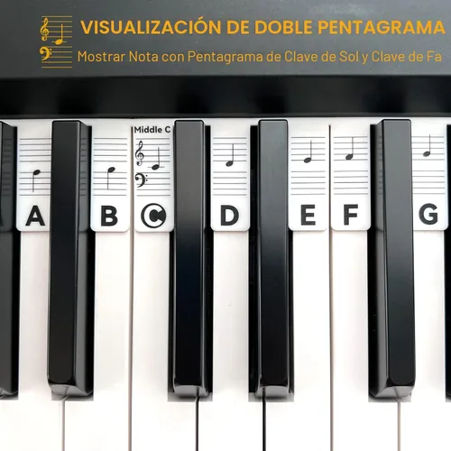 Miniatura 5 de BEATBIT Guía de notas de piano para principiantes, etiquetas extraíbles para notas de teclado de piano para aprender, tamaño completo de 88 teclas