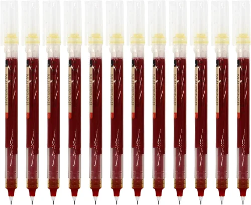 Gullor Bolígrafos de tinta líquida, punta fina de 0.020 in, de secado rápido, para escribir, tomar notas y dibujar, tinta roja, 48 unidades