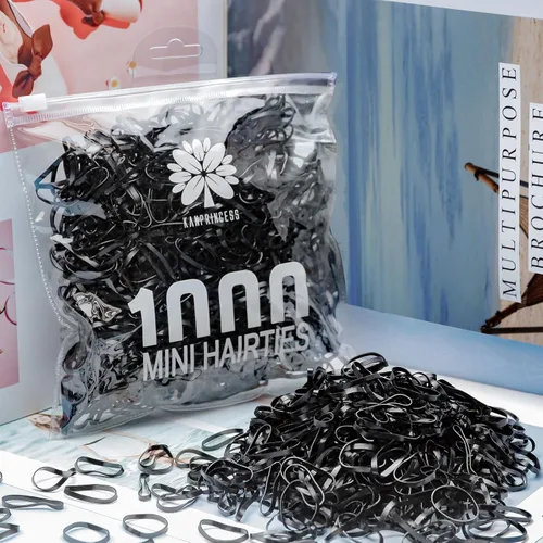Miniatura 7 de KANPRINCESS 1000 bandas de goma para el cabello (negro)