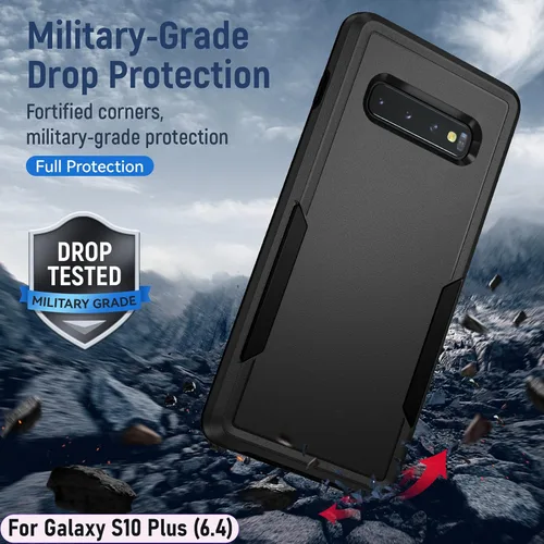 Miniatura 7 de Funda híbrida de doble capa para Galaxy S10 Plus/S10+ de 6.4 pulgadas, resistente a los golpes, resistente a los golpes, con 1 soporte magnético