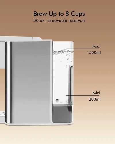 Miniatura 7 de SIFENE Cafetera de goteo 3 en 1 de una sola porción, cafetera compacta compatible con K-Cup/K-Pod para café molido y té, depósito de agua extraíble