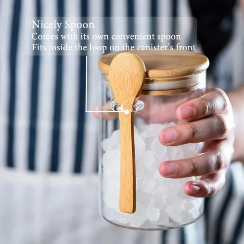 Miniatura 2 de Yalucky Tarros de especias, recipientes de avena durante la noche con tapa hermética y cuchara, juego de recipientes decorativos de cocina