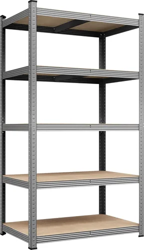 Miniatura 26 de Yaheetech Estantes de almacenamiento, estantería de metal ajustable resistente de 5 niveles, estante industrial para garaje, almacén, despensa, Plata