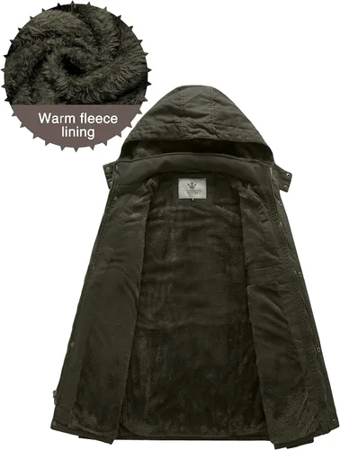 Miniatura 3 de Chaqueta WenVen, parca de invierno con capucha extraíble, cálida, para hombre