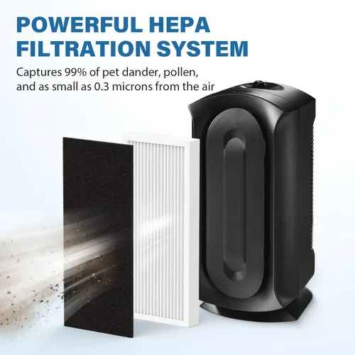 Miniatura 2 de 990051000 Filtro de repuesto compatible con purificador de aire Hamilton Beach TrueAir 04383 04384 04385 04386, 2 filtros y 6 filtros de carbono