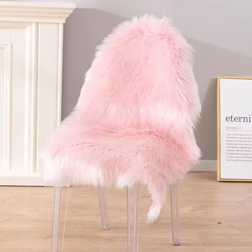 Miniatura 2 de Carvapet Funda de Silla de Piel de Oveja Sintética Suave de Lujo Cojín de Asiento Alfombras de Área de Piel Sintética Suave para Dormitorio, 2 pies