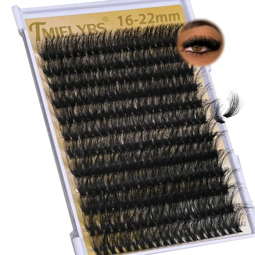 Extensiones de pestañas en racimo de 0.64 a 0.86 pulgadas de largo, extensiones de pestañas gruesas D C, 240 unidades, pestañas individuales