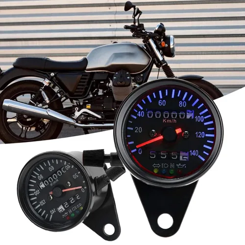 Miniatura 6 de KIMISS Medidor universal para motocicleta, para Cafe Racer & Cruisers, kit de velocímetro retroiluminación LED de 12 V, pantalla dual, fácil