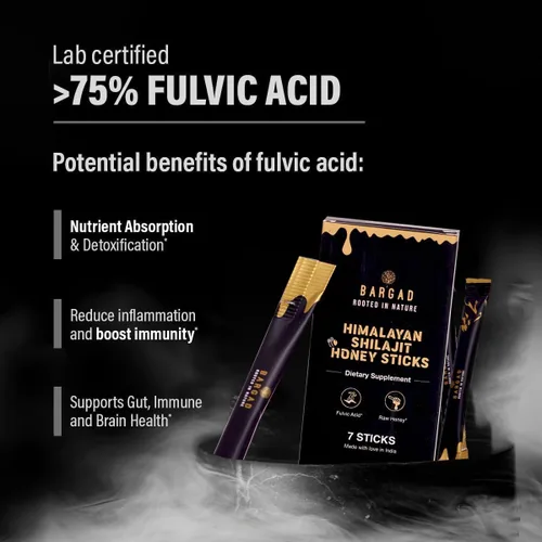Miniatura 2 de BARGAD Palitos Shilajit puros del Himalaya con miel orgánica y azafrán (7 unidades) Palitos Shilajit fáciles de un solo uso Aumenta la energía