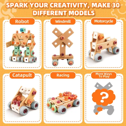 Miniatura 8 de Juego de herramientas para niños, 135 piezas con caja de herramientas, juguetes educativos Montessori, juguetes de construcción STEM para niños