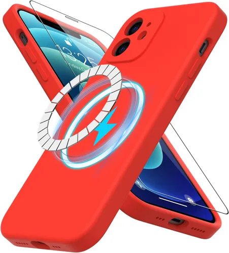 Miniatura 54 de DEENAKIN Funda magnética de silicona para iPhone 12 Pro con protector de pantalla, compatible con MagSafe, protección de cámara, funda protectora