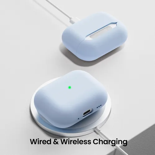 Miniatura 5 de ORNARTO Funda compatible con AirPods Pro 3 2025, silicona híbrida protectora completa para AirPods Pro de 3ª generación, cubierta frontal LED Azul