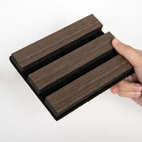 Miniatura 16 de Paquete de 6 paneles de pared de madera acústica, 94.5 x 8 pulgadas cada uno panel de pared insonorizado, paneles de listones de madera estriada 3D