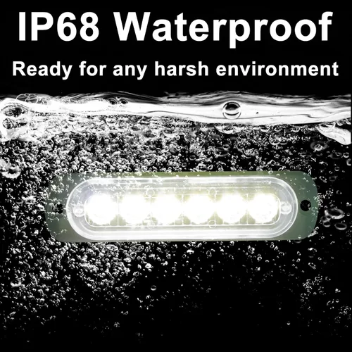 Miniatura 3 de 12V 24V Luz LED Blanca delgada de 6LEDs impermeable para UTV, camión, RV, cúpula, escalón, debajo del salpicadero, cama del camión, maletero