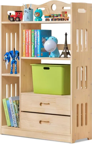 Miniatura 10 de Magshion Estantería de madera escalonada de 7 niveles, estantería estrecha, moderna estantería independiente para libros abiertos, estante