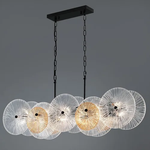 Miniatura 12 de LIGHTDAMY Candelabros de cristal negro para lámparas de comedor sobre la mesa Iluminación de isla de cocina de 8 luces con cubierta de vidrio