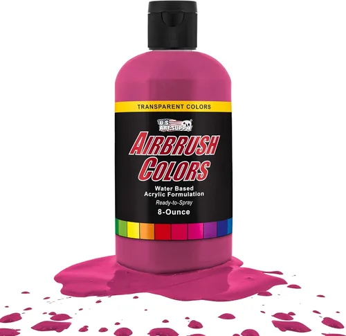 Miniatura 25 de U.S. Art Supply Pintura acrílica transparente Chartruesse para aerógrafo, 8 onzas, lista para rociar, pintura con pincel de aire para uñas, modelos