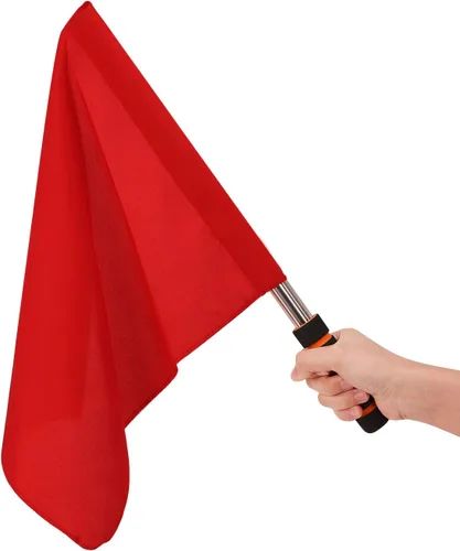 Bandera de árbitro de acero inoxidable, bandera de mano de señal roja, mango de esponja, patrón de rendimiento de patrulla especial, bandera oficial