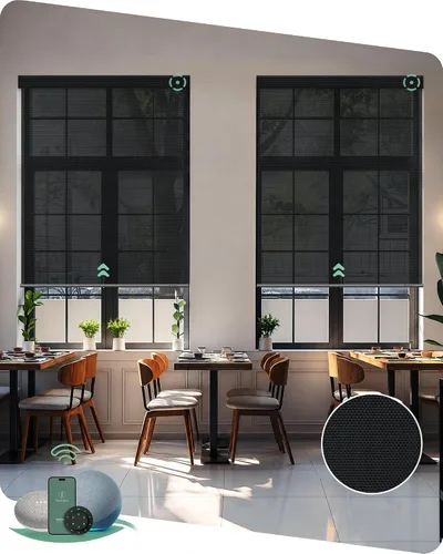 Miniatura 19 de Yoolax Persianas solares motorizadas que filtran la luz, persianas inteligentes con control remoto, funcionan con Alexa, persianas enrollables