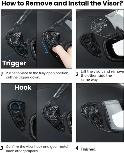 Miniatura 5 de Favoto - Casco de cara completa para motocicleta aprobado por DOT, Cascos para motos, moto de nieve y bicicleta todoterreno para adultos, hombres