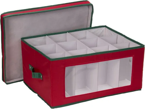 Miniatura 8 de Household Essentials Caja de almacenamiento para copas de vino tipo globo, estructura resistente y asas, panel con ventana, tapa completamente
