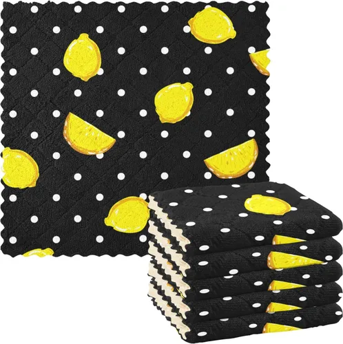 Miniatura 13 de CaTaKu Paños de cocina de animales del bosque de acuarela, paquete de 6 trapos reutilizables para lavar, paños de limpieza de microfibra, paños