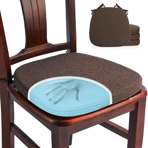 Miniatura 13 de SINOSSO Paquete de 4 cojines de espuma viscoelástica para sillas de comedor, tela tejida amigable de 16 pulgadas en forma de U, cómodas almohadillas