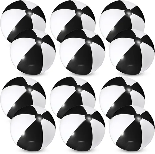 12 bolas inflables de PVC de 16 pulgadas, bolas inflables de piscina para piscina, verano, temática hawaiana tropical, recuerdos de fiesta, Negro