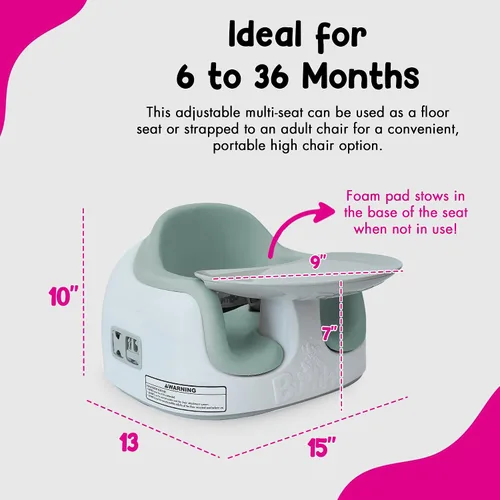 Miniatura 3 de Bumbo Asiento múltiple 3 en 1 para 6 a 36 meses, asiento de viaje para bebés y bebés para alimentar y jugar, Agave, elevador portátil todo en uno