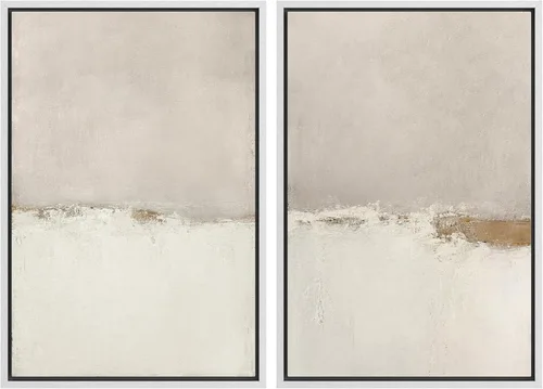 Miniatura 67 de SIGNWIN Lienzo enmarcado para pared, ilustraciones abstractas texturizadas en tonos beige terrosos, arte moderno, decorativo, contemporáneo