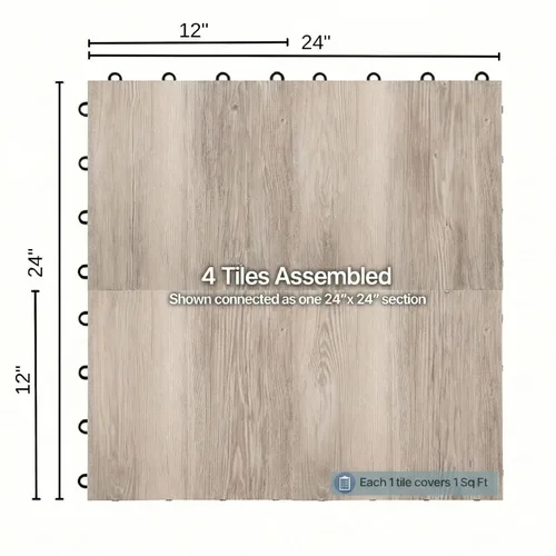 Miniatura 5 de IncStores - Piso de baile ensamblado de 3/8" de grosor Piso de baile de vinilo impreso de 12"x12" para práctica y actuación Beachwood Paquete