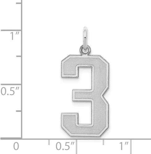 Miniatura 2 de Colgante de plata de ley 925 maciza con número 3 acabado mate 0984in x 0433in
